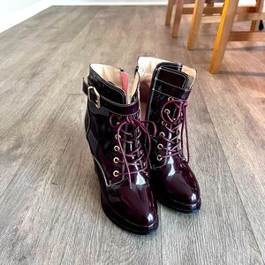 Burgundy high heel boots size 5.5